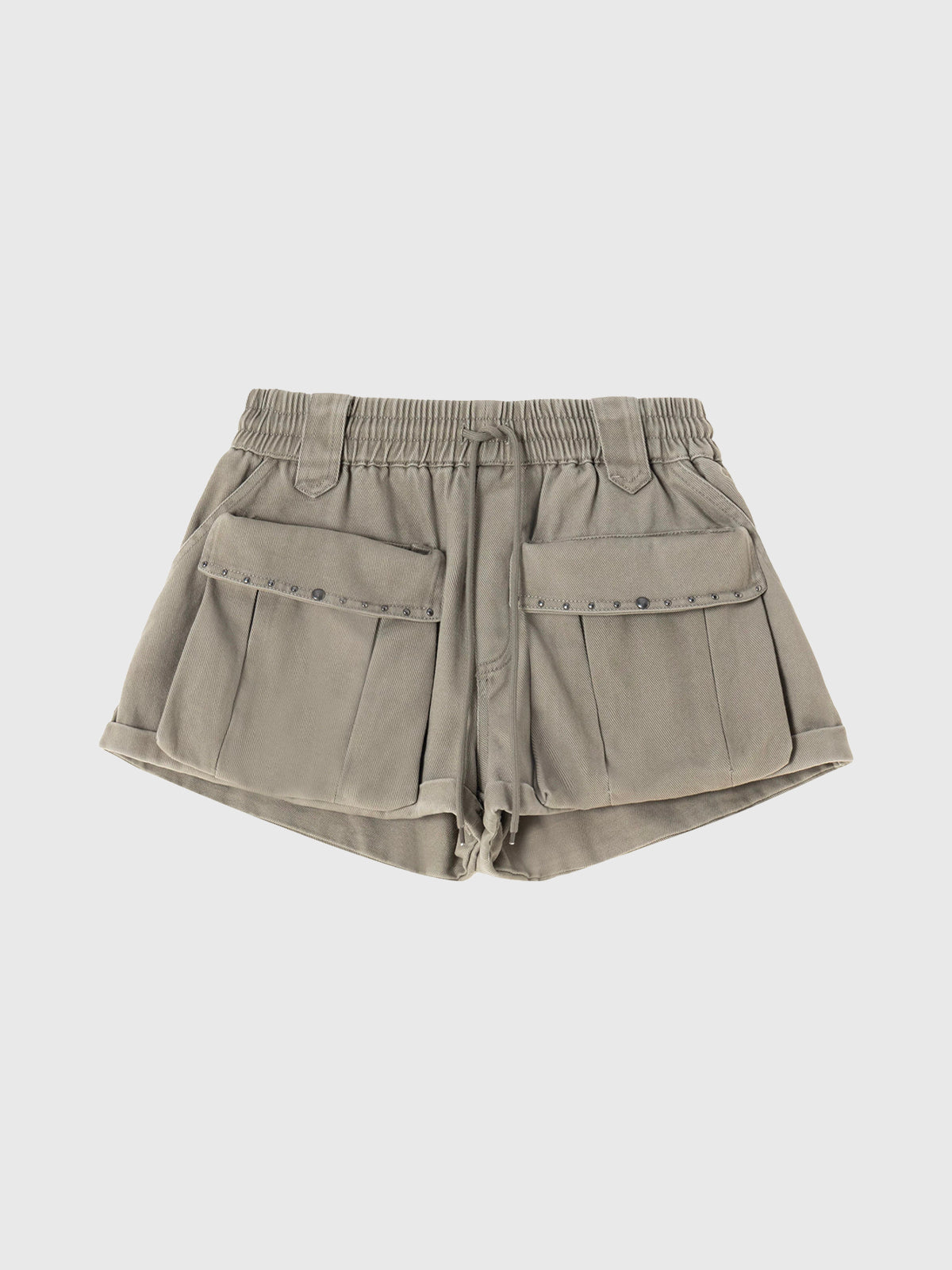 Brick Lane Distressed Raw Hem Denim Shorts - Grey