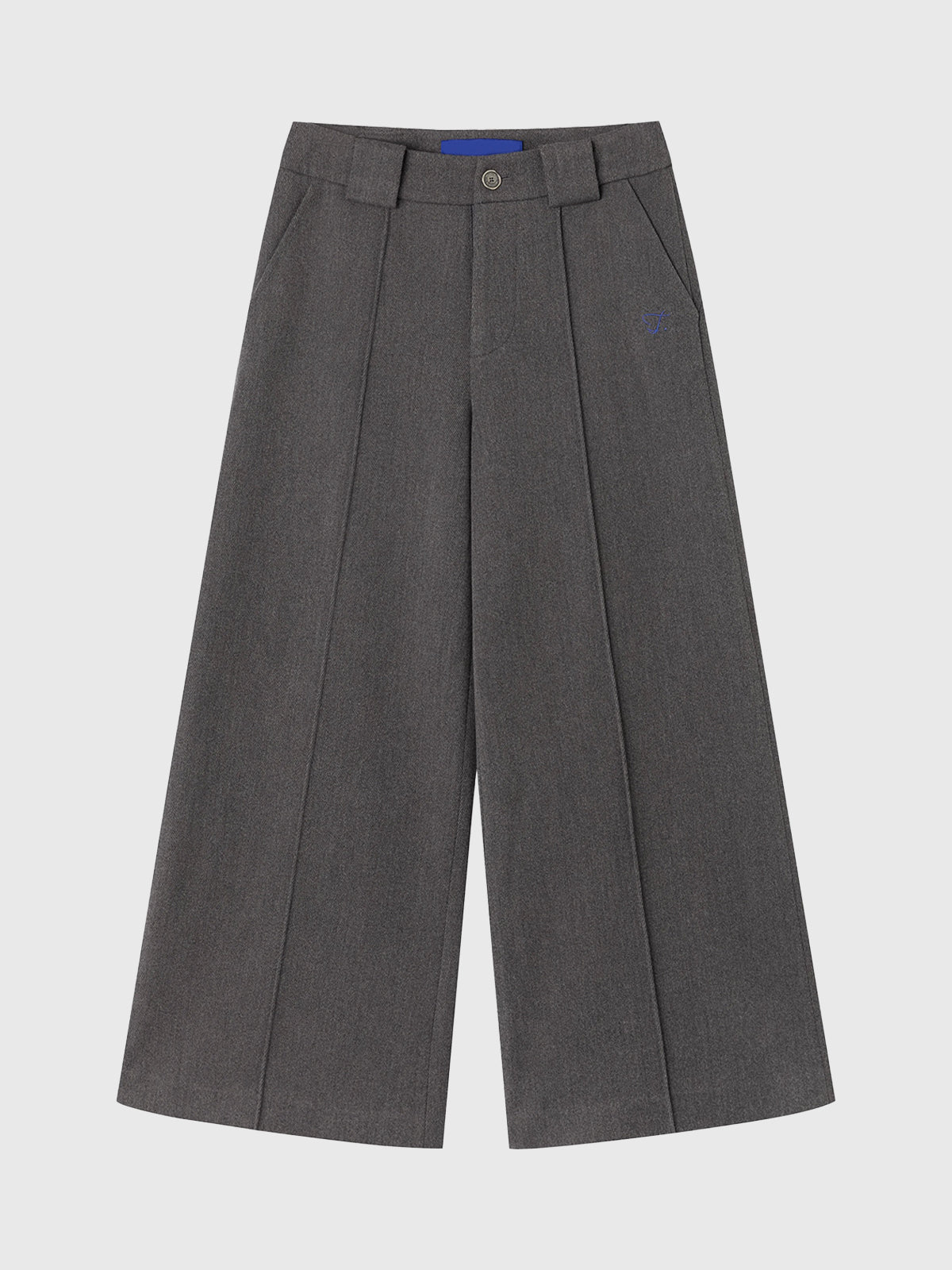 Dolled Office Wide-leg Textured Vertical Stripe Trousers - Charcoal