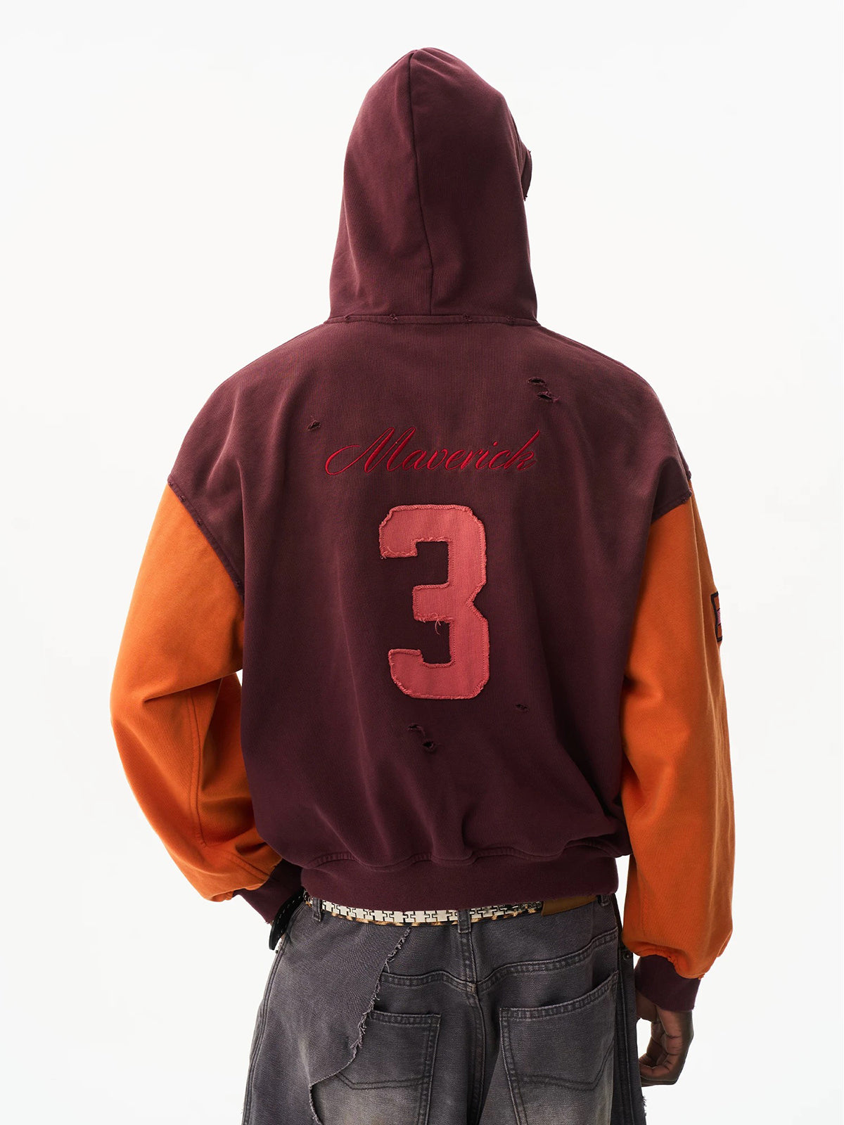 Co-ed Dorm Baggy Contrast Color Zip-up Jacket - Orange