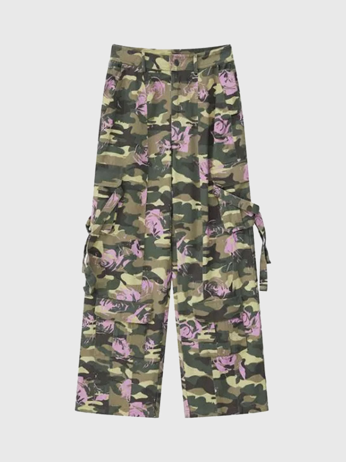 Brick Lane Straight Rose Camouflage Graphic Pants - Camo