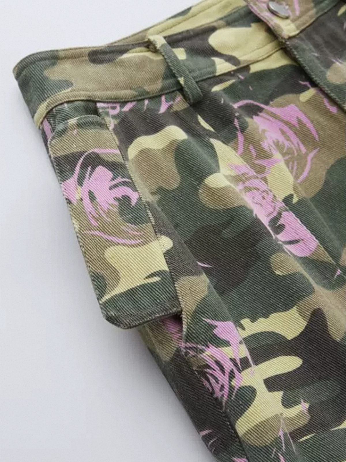 Brick Lane Straight Rose Camouflage Graphic Pants - Camo