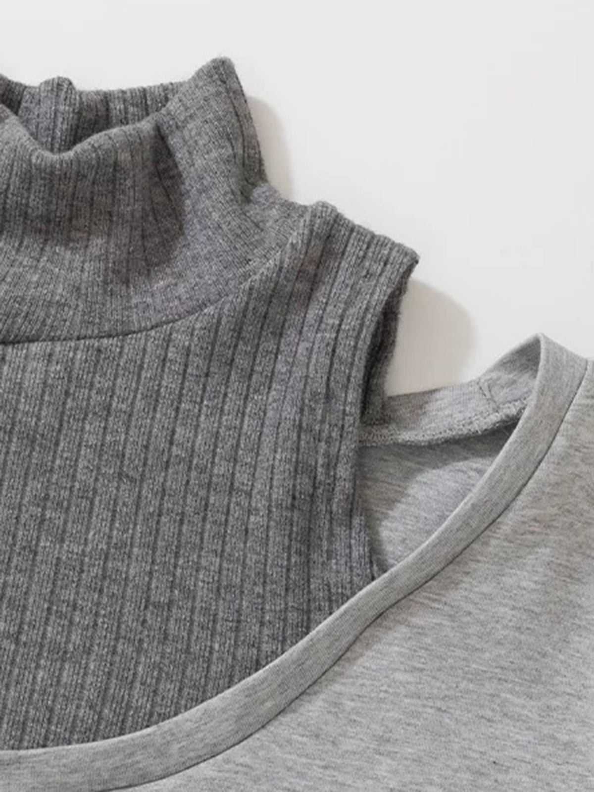 Co-ed Dorm Layered-Look Cutout Sweatshirt - Grey