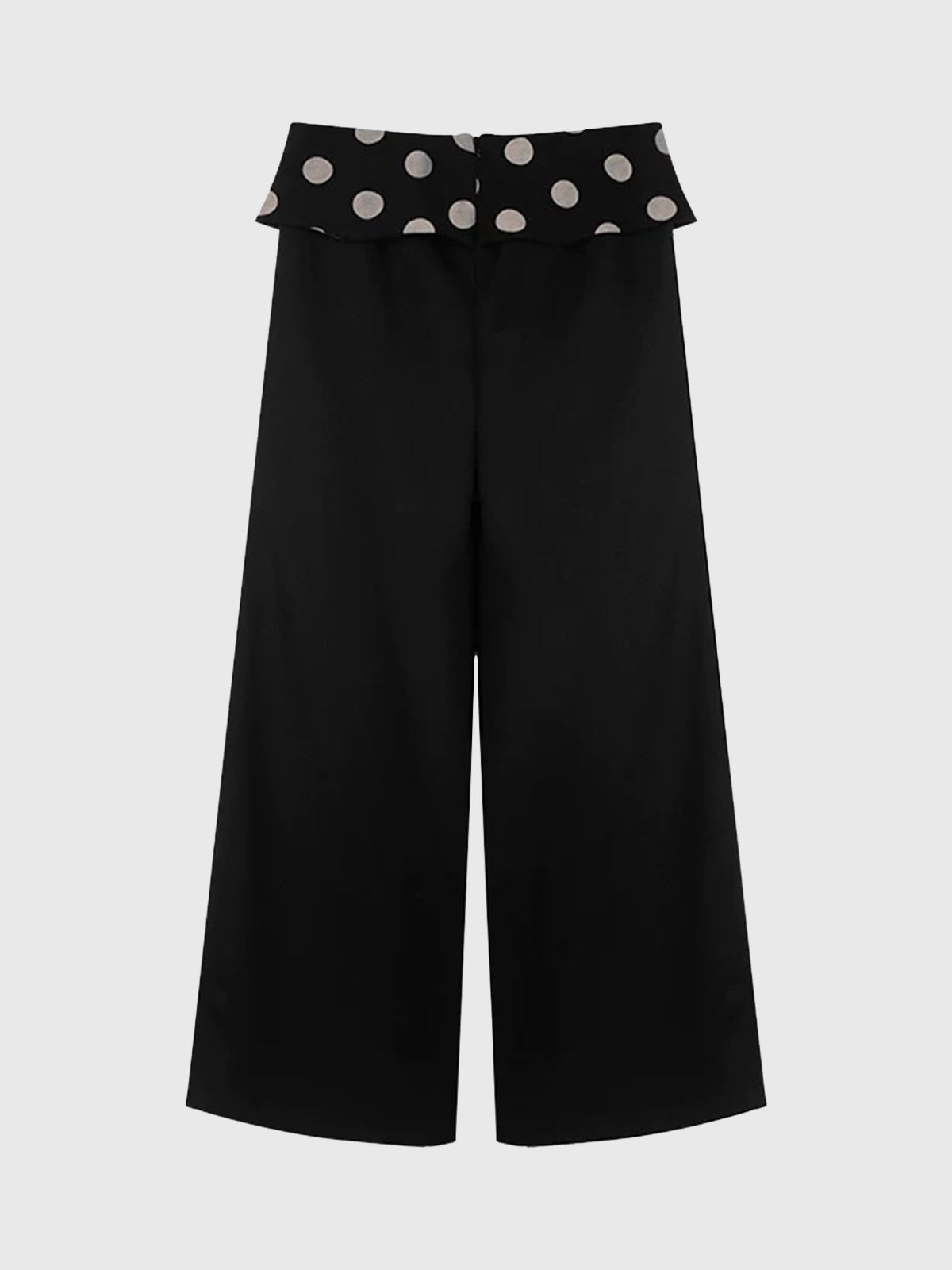 Brick Lane Wide-leg Dot Patchwork Waistband Pants - Black