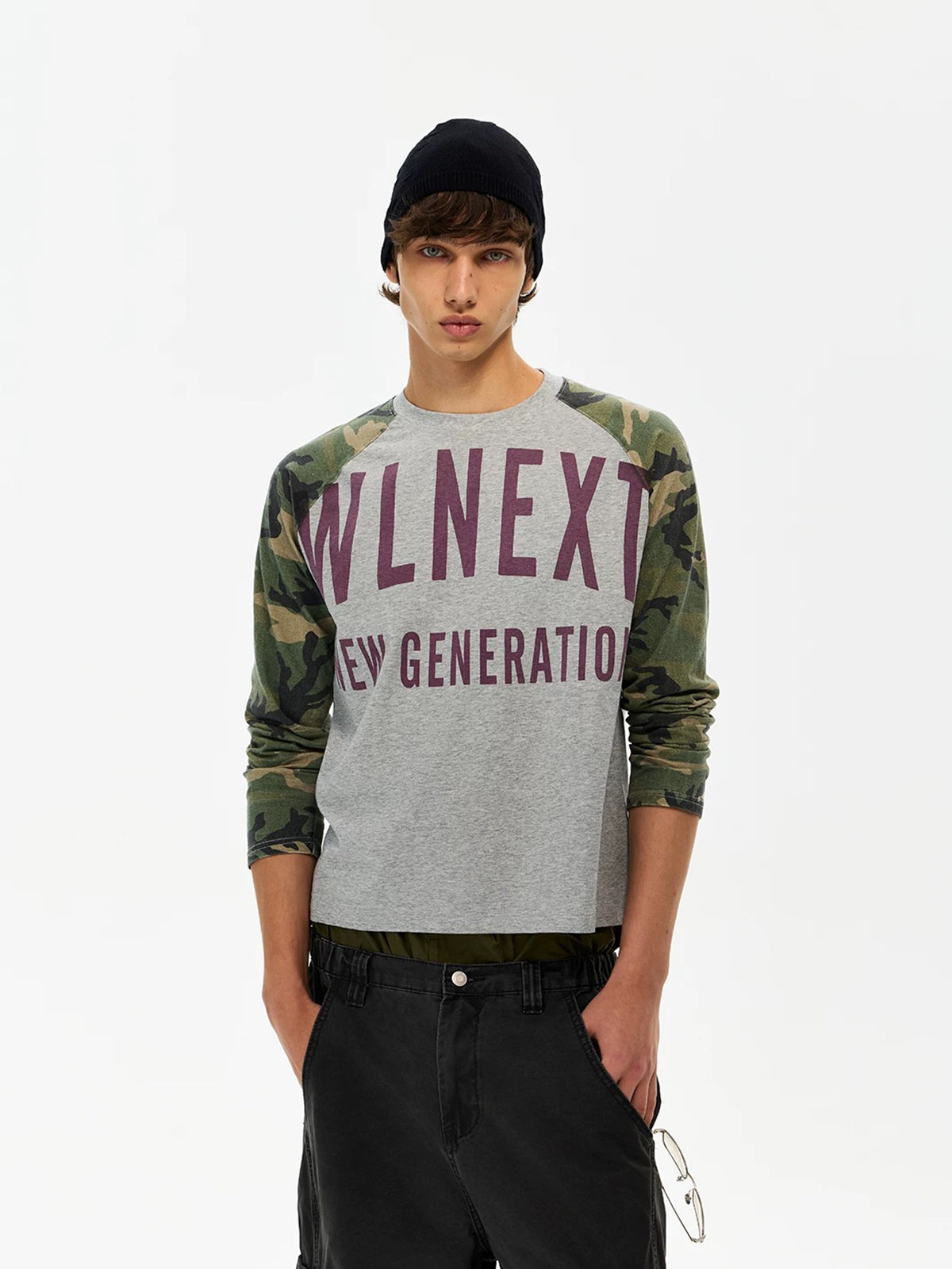 Co-ed Dorm Baggy Camouflage Graphic Crewneck Sweatshirt - Green