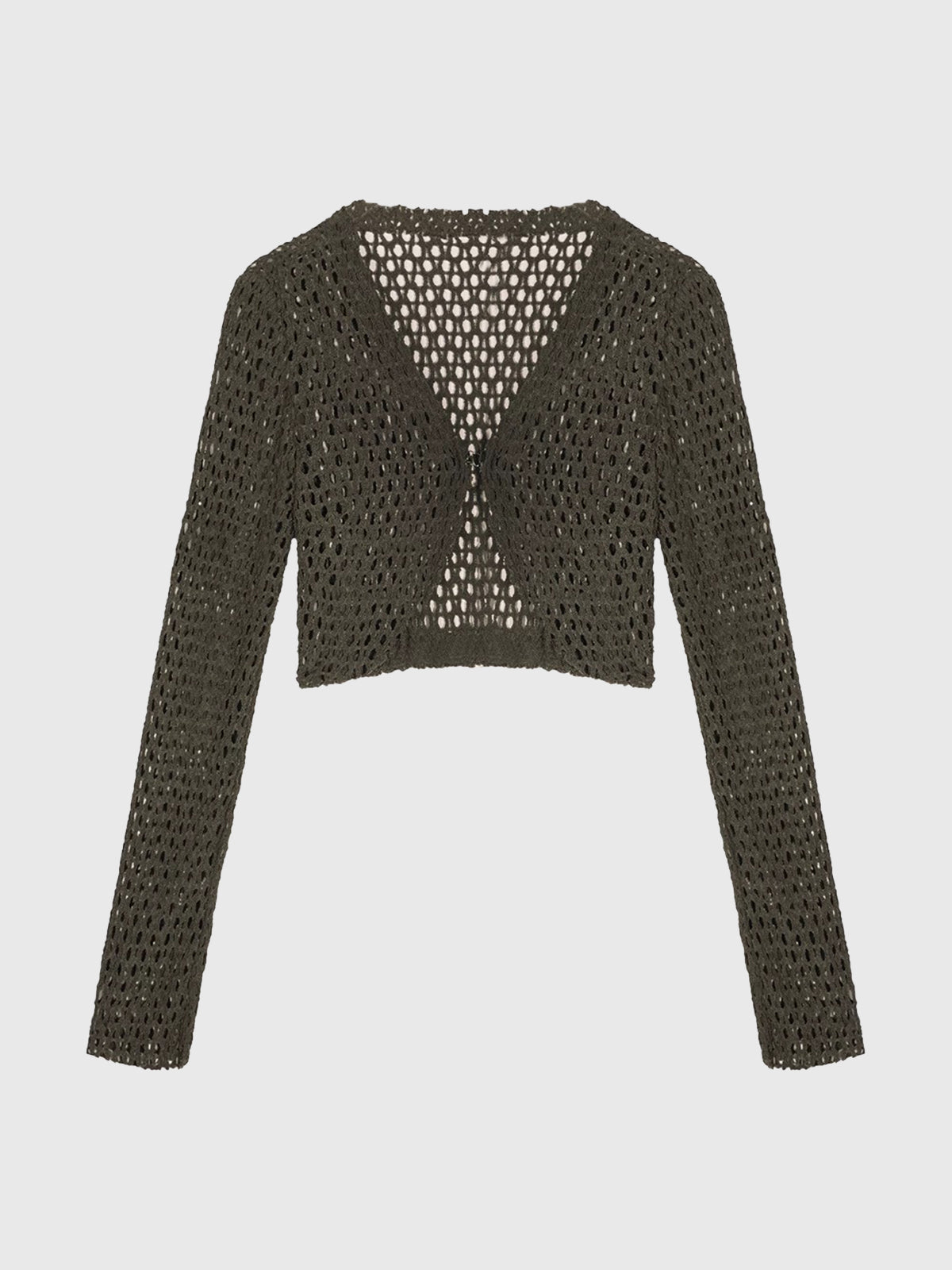 Brick Lane Baggy Cut Out Hollow Knit Bolero - Olive