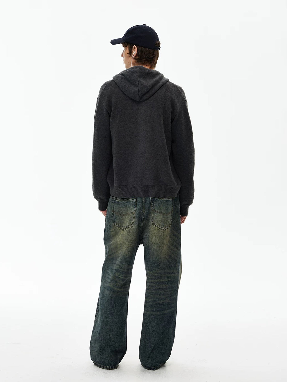 Co-ed Dorm Baggy Washed Zip-up Jacket - Black