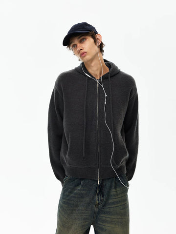 Co-ed Dorm Baggy Washed Zip-up Jacket - Black