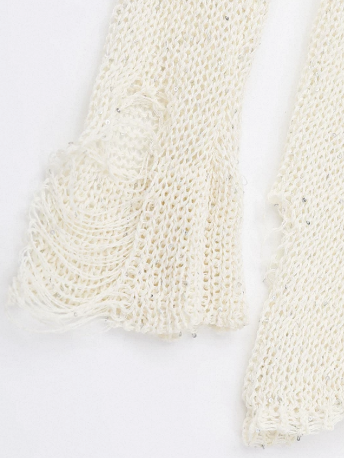 Brick Lane Skimming Cut Out Distressed Knit Top - White