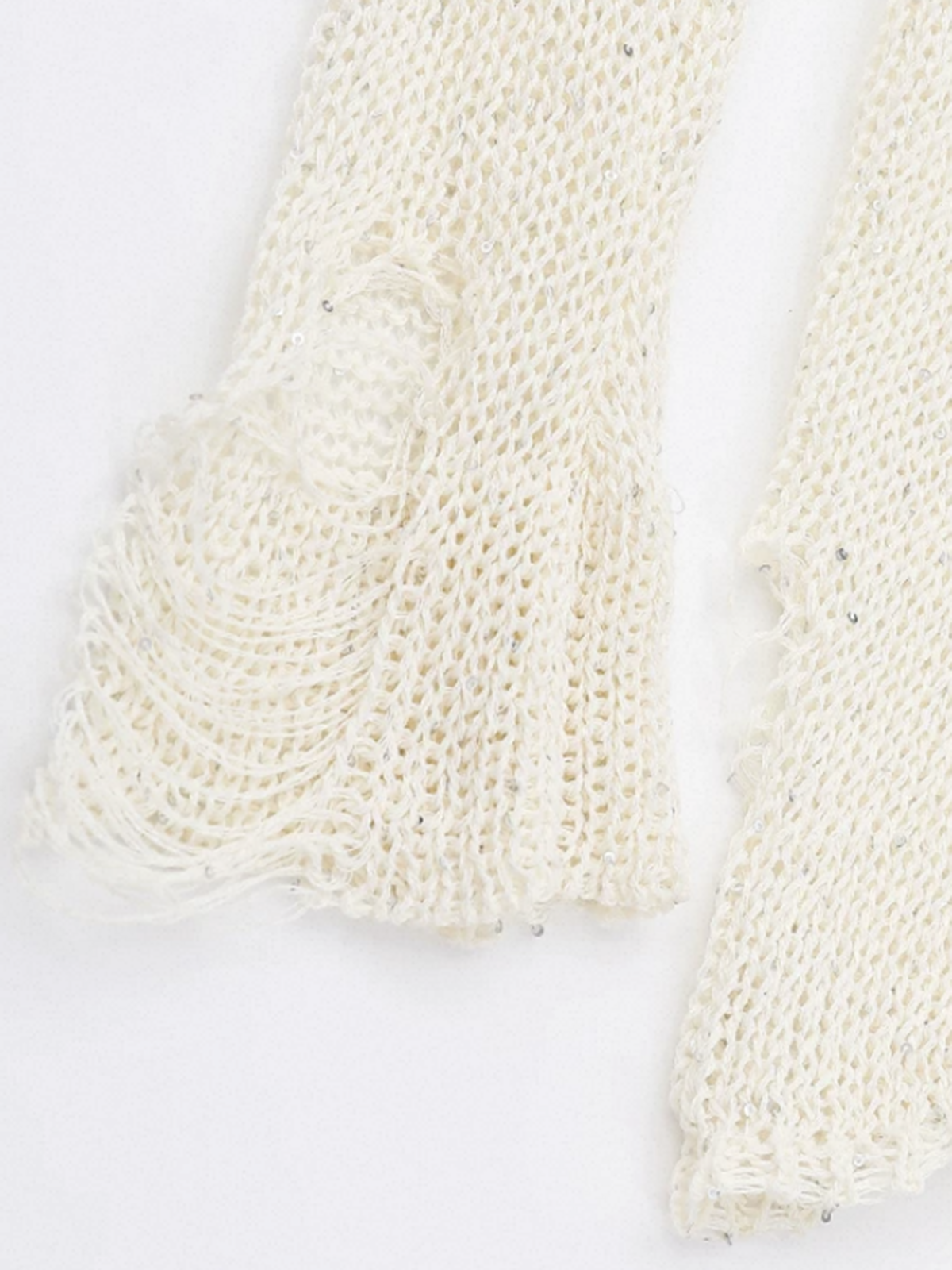Brick Lane Skimming Cut Out Distressed Knit Top - White