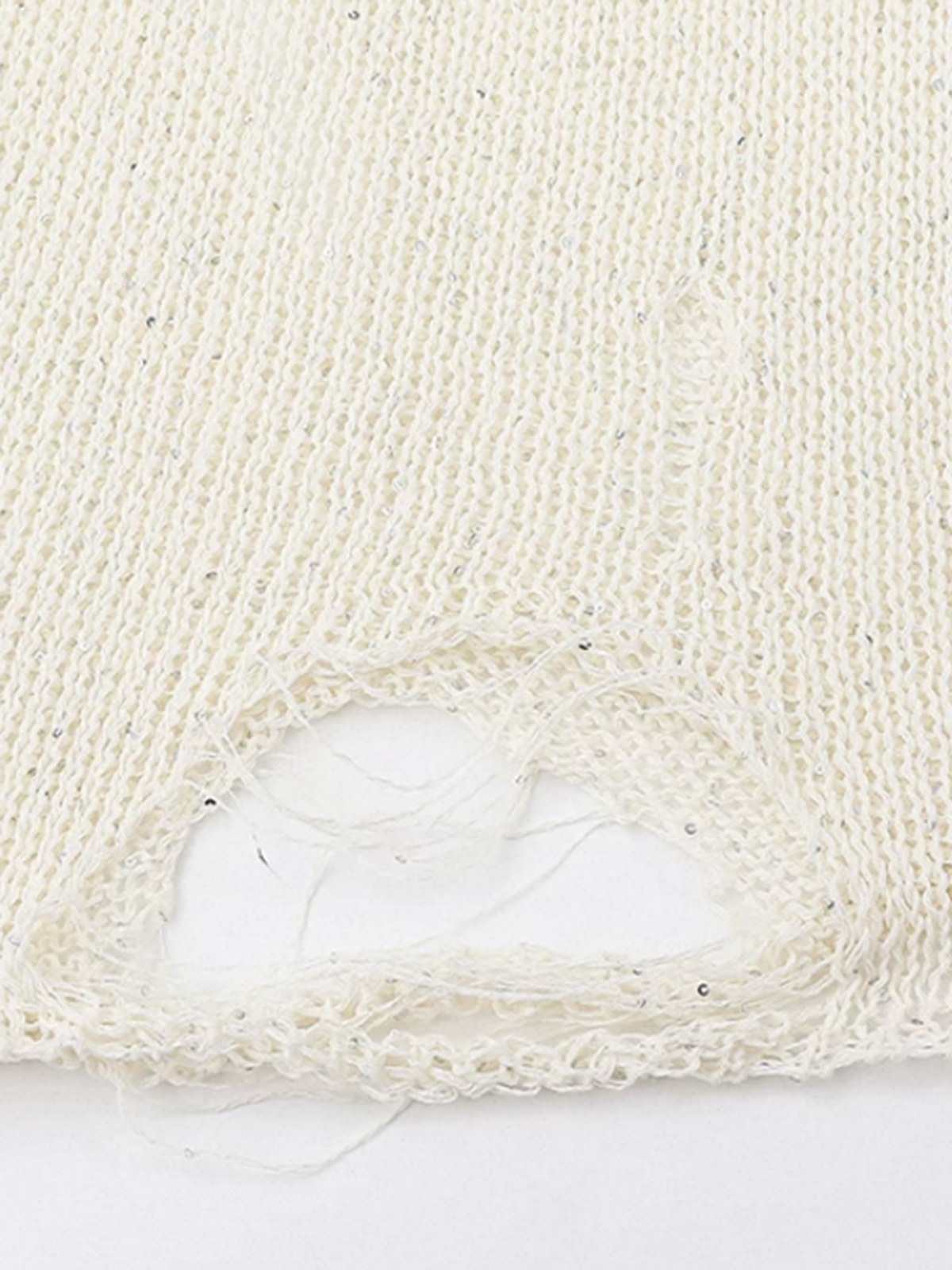 Brick Lane Skimming Cut Out Distressed Knit Top - White