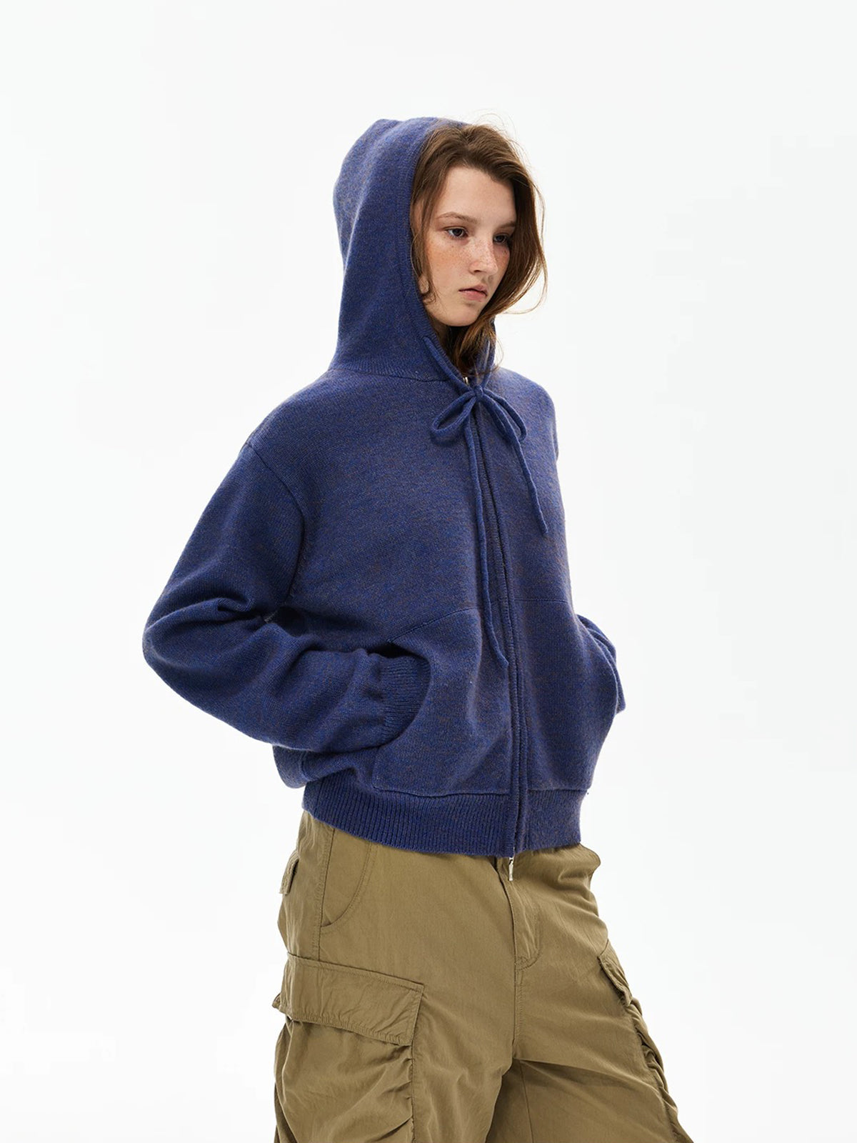 Co-ed Dorm Baggy Zip-up Hoodie - Blue