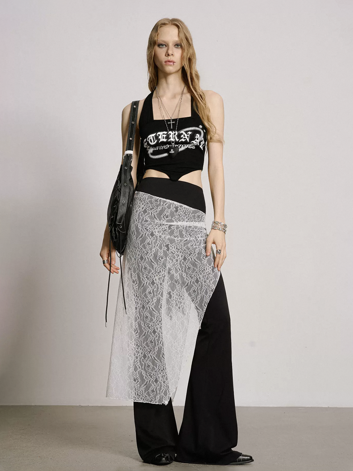 Brick Lane Skimming Skull Print Top - Black