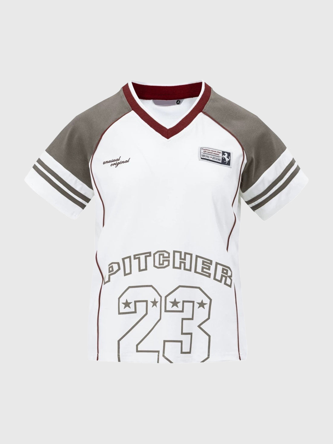 American Club Skimming Contrast Color Number Print Jersey - White