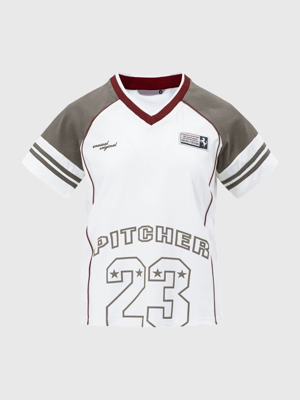 American Club Skimming Contrast Color Number Print Jersey - White