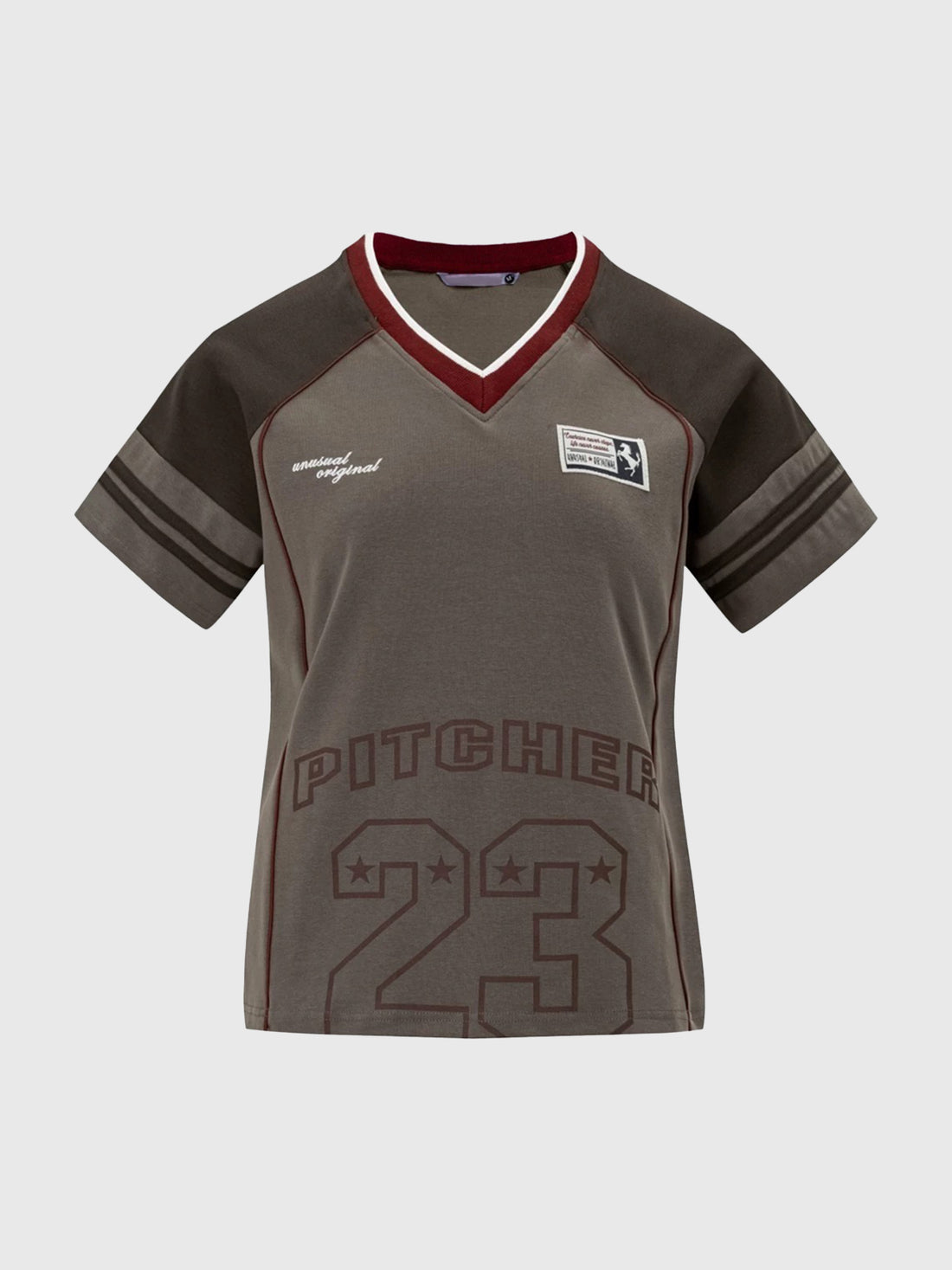 American Club Skimming Contrast Color Number Print Jersey - Coffee