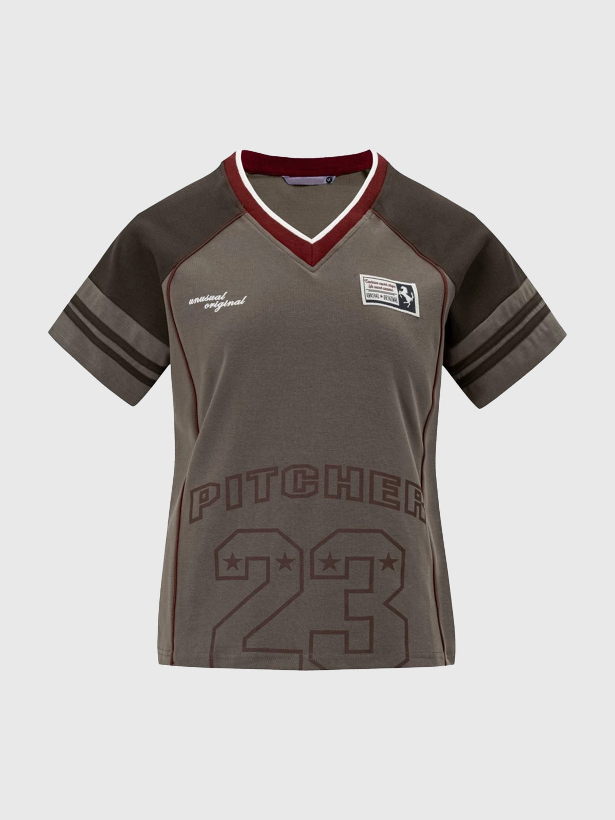 American Club Skimming Contrast Color Number Print Jersey - Coffee