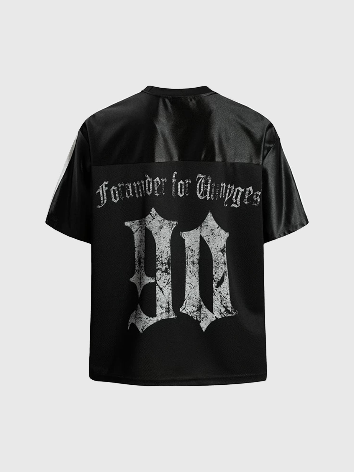 Co-ed Dorm Baggy Gothic Script Print Jersey - Black