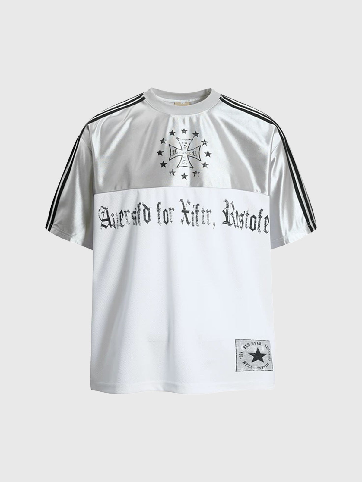 Co-ed Dorm Baggy Gothic Script Print Jersey - White