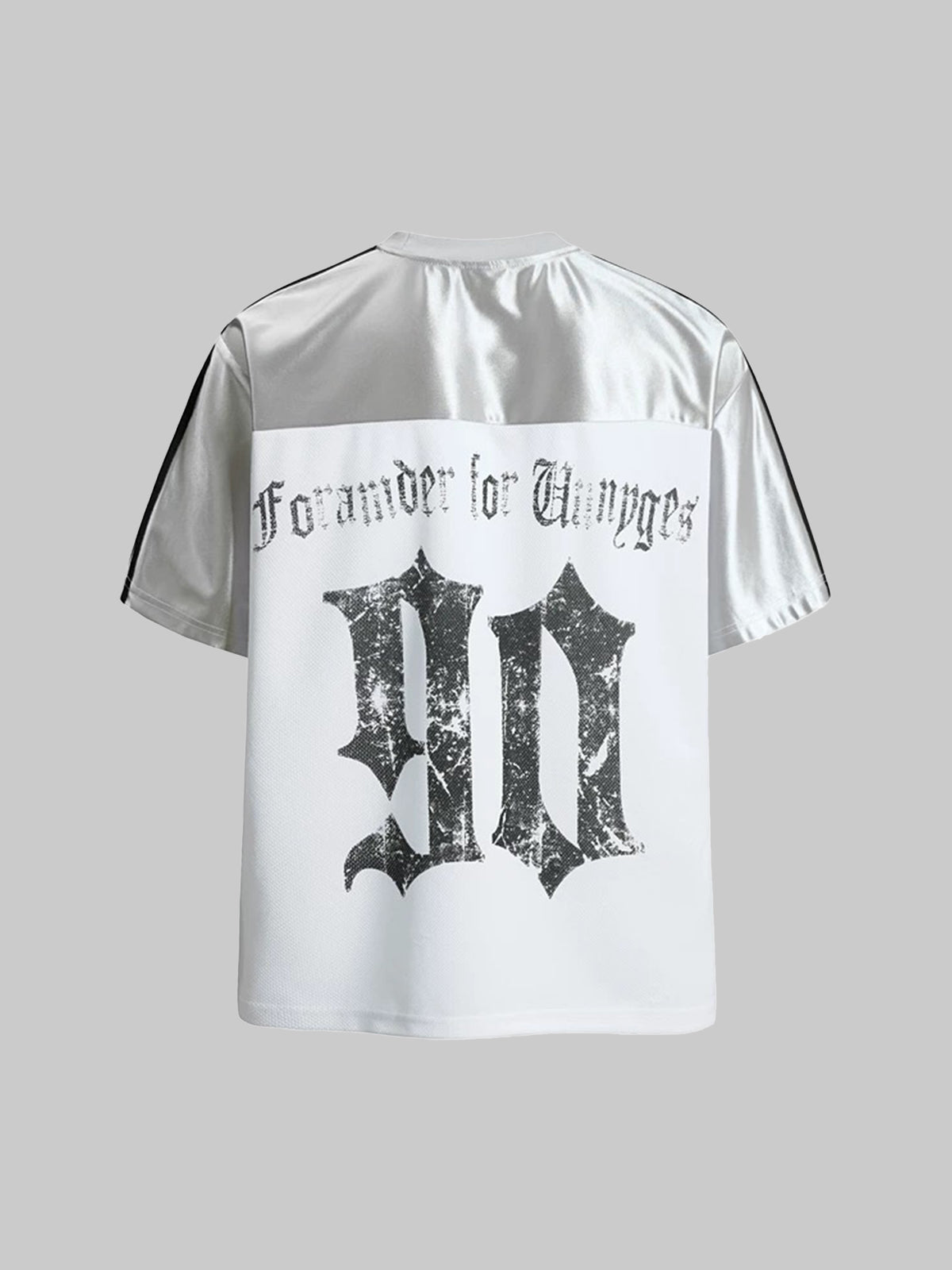 Co-ed Dorm Baggy Gothic Script Print Jersey - White