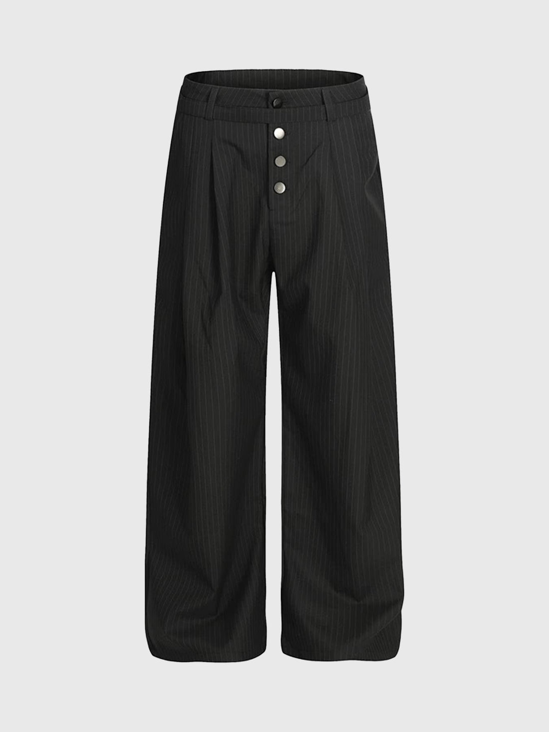 Co-ed Dorm Straight Stripe Texture Trousers - Black