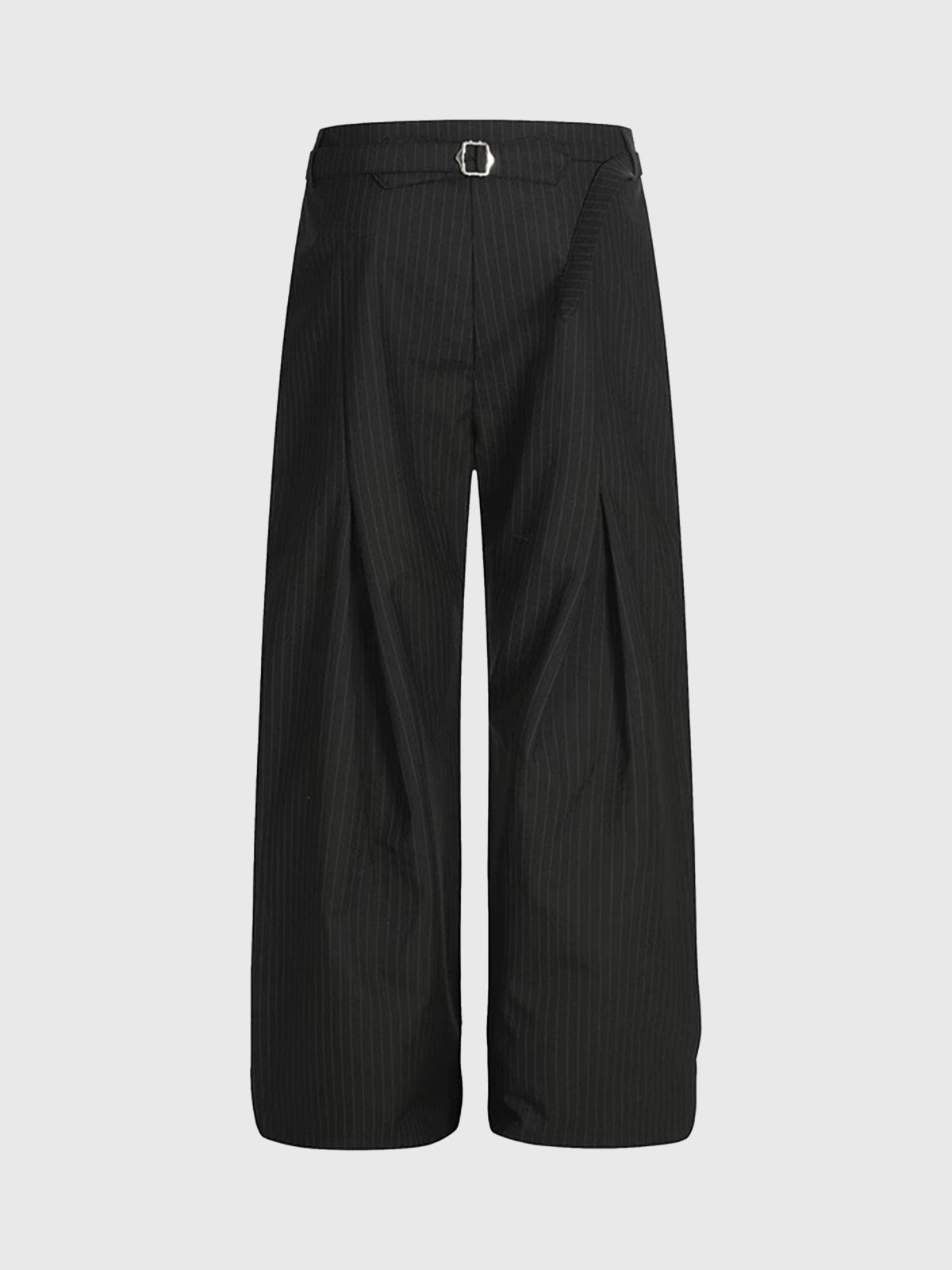 Co-ed Dorm Straight Stripe Texture Trousers - Black