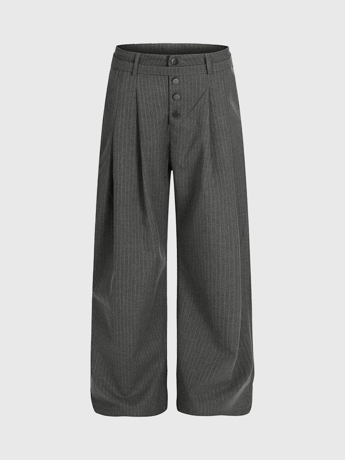 Co-ed Dorm Straight Stripe Texture Trousers - Grey