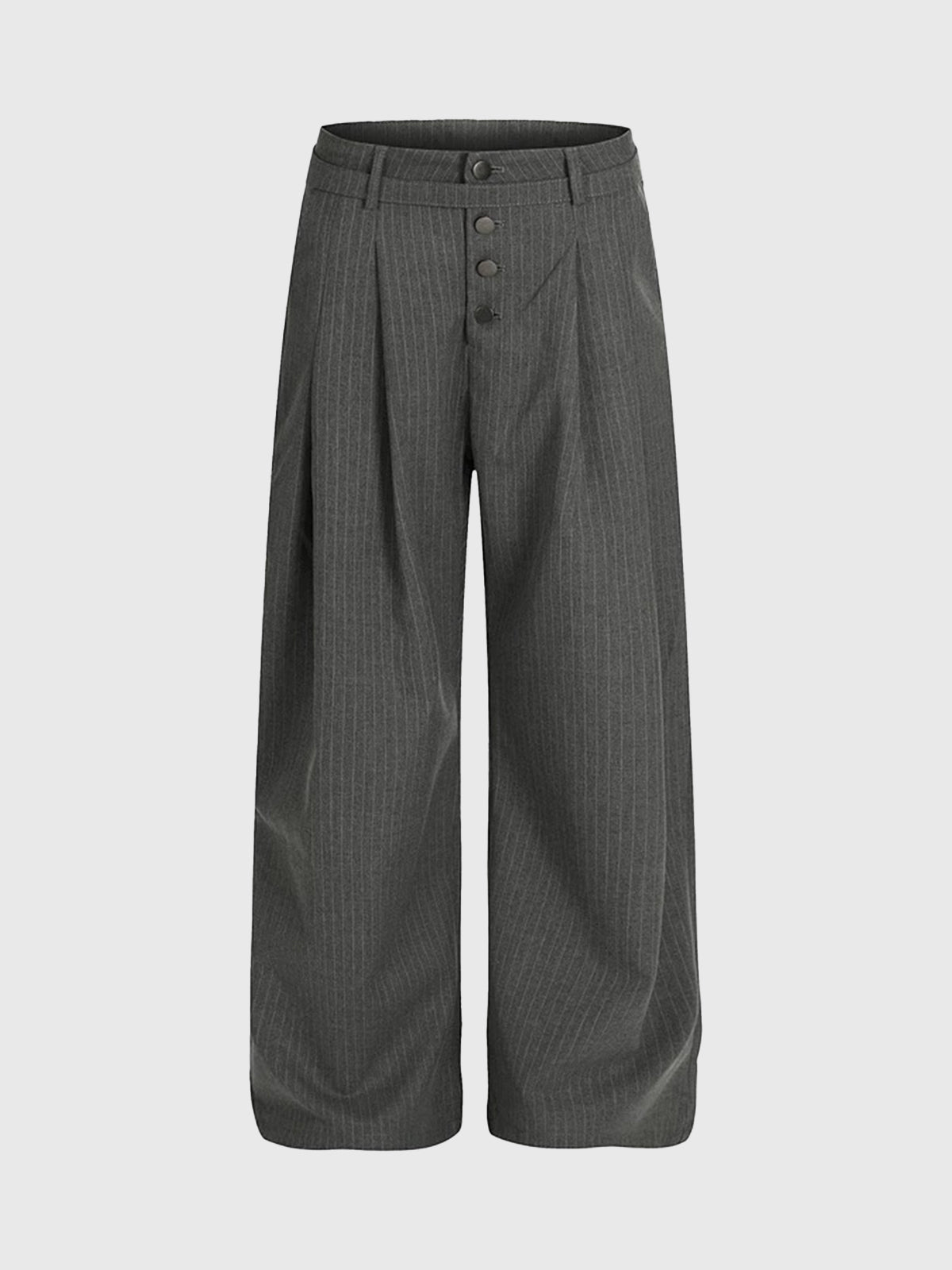 Co-ed Dorm Straight Stripe Texture Trousers - Grey