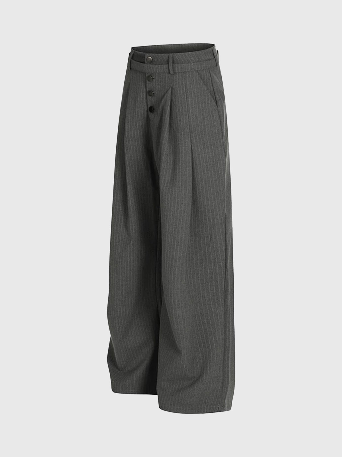 Co-ed Dorm Straight Stripe Texture Trousers - Grey