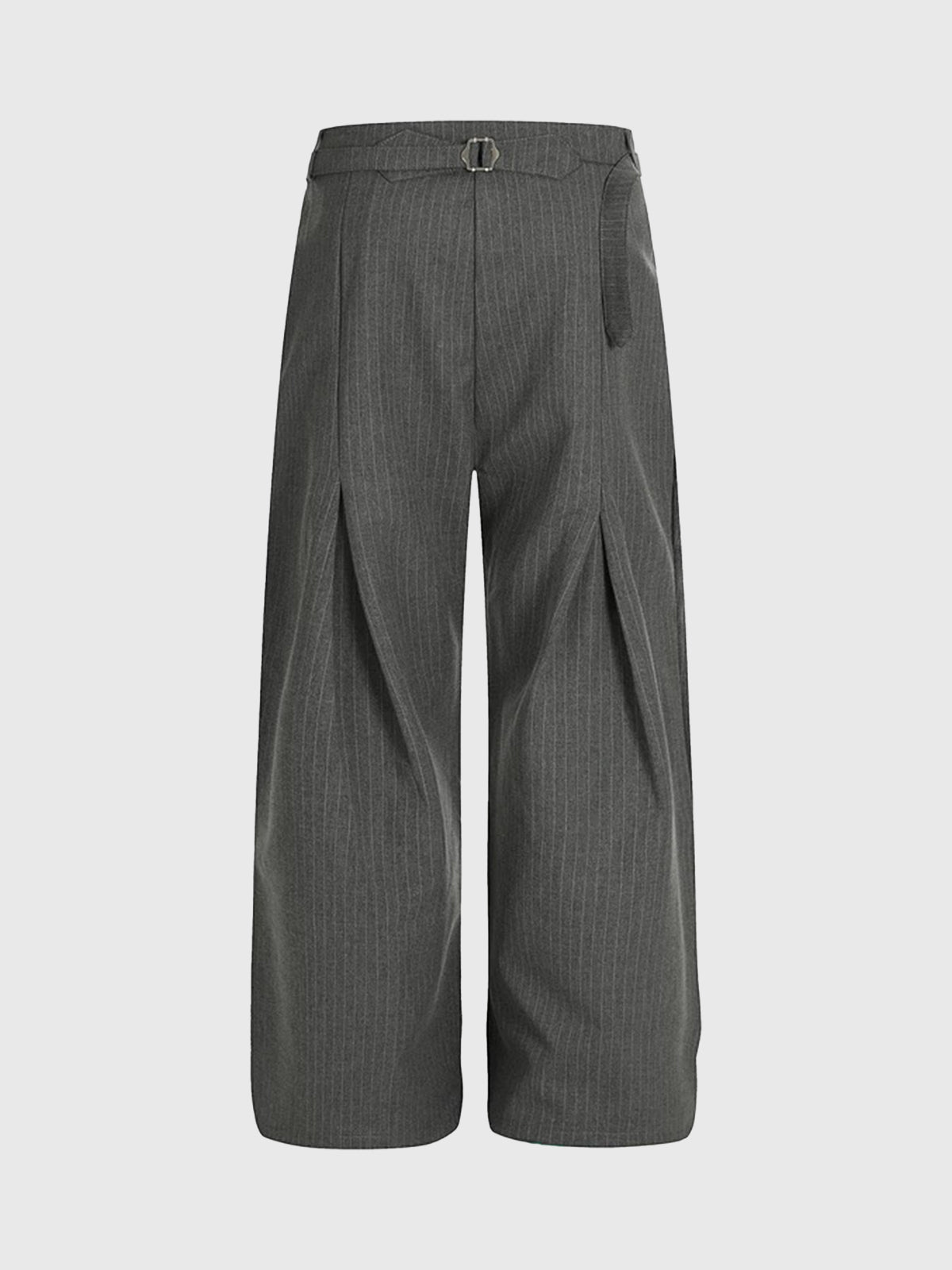 Co-ed Dorm Straight Stripe Texture Trousers - Grey