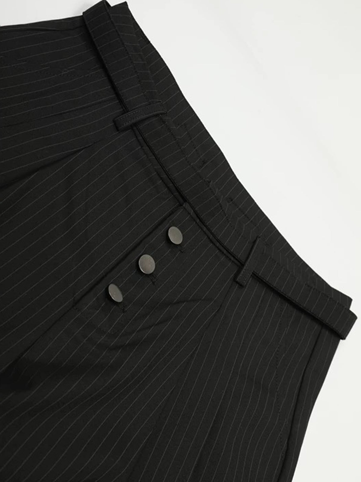 Co-ed Dorm Straight Stripe Texture Trousers - Black