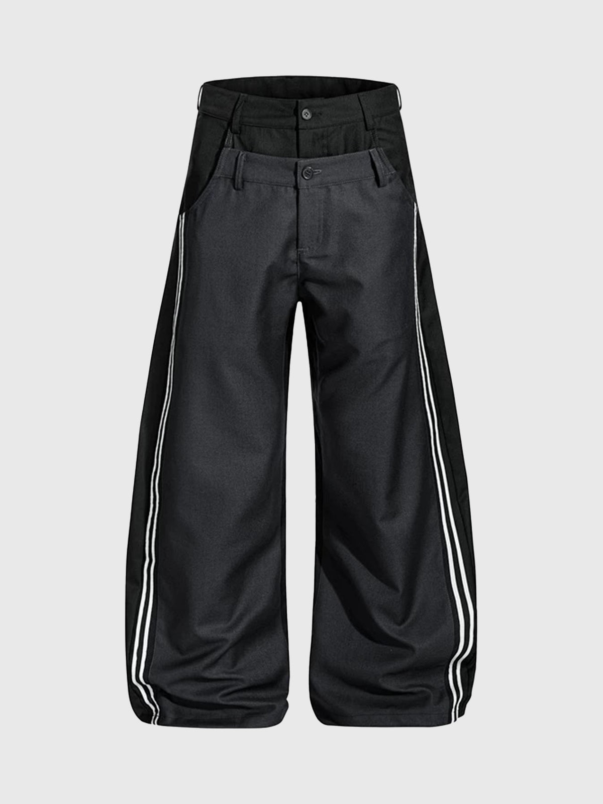 Brick Lane Curved Cut Side Stripe Utility Pants - Black