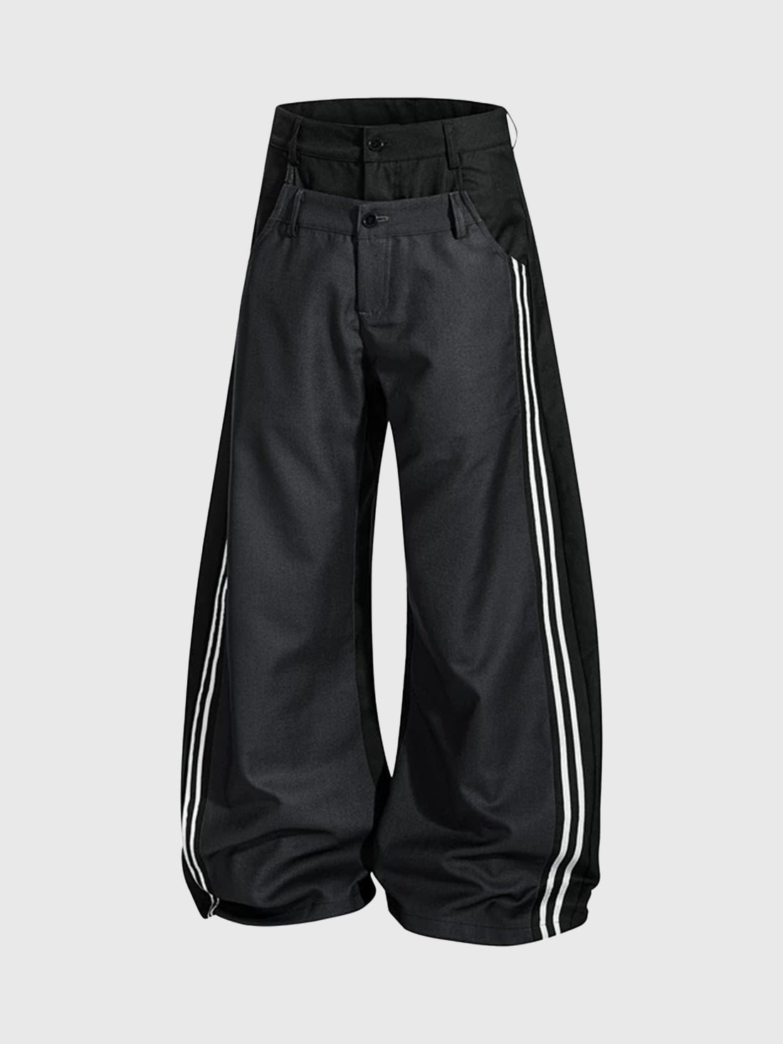 Brick Lane Curved Cut Side Stripe Utility Pants - Black