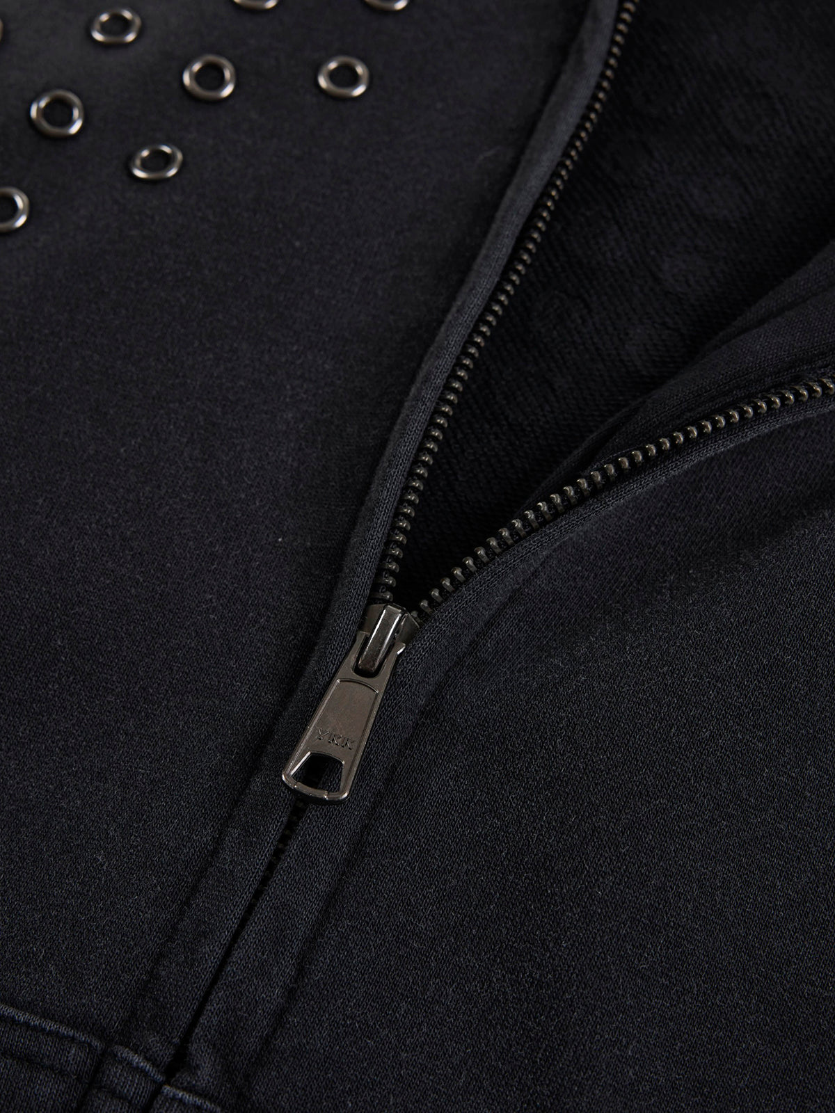 Co-ed Dorm Baggy Cross Washed Zip-up Hoodie - Black