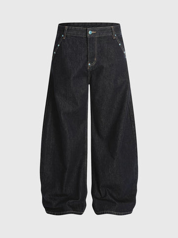 Brick Lane Curved Cut Side Stripe Utility Pants - Dark Grey
