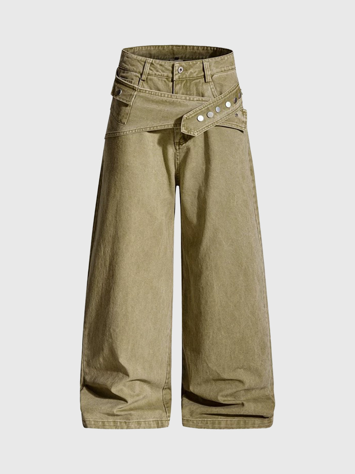 Brick Lane Wide-leg Folded Waistband Cargo Pants - Muddy