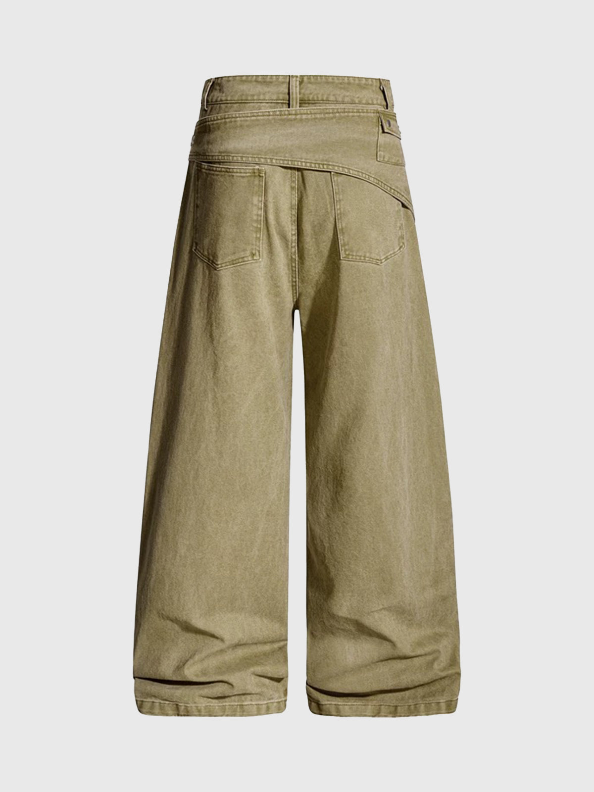 Brick Lane Wide-leg Folded Waistband Cargo Pants - Muddy