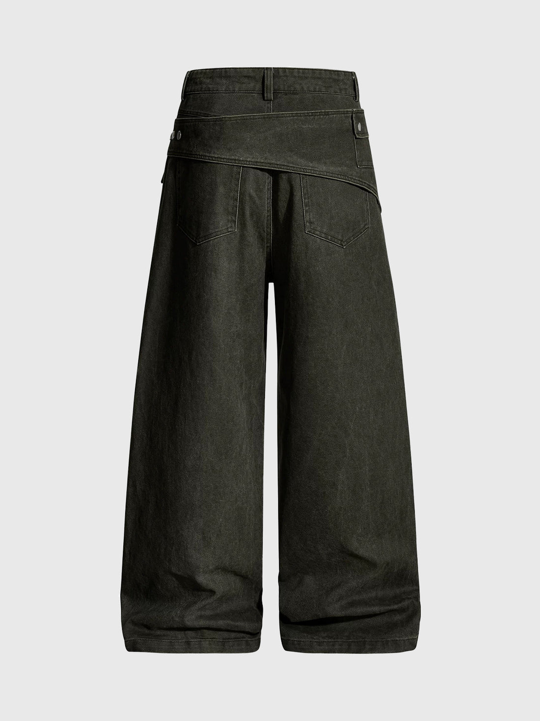Brick Lane Wide-leg Folded Waistband Cargo Pants - Black