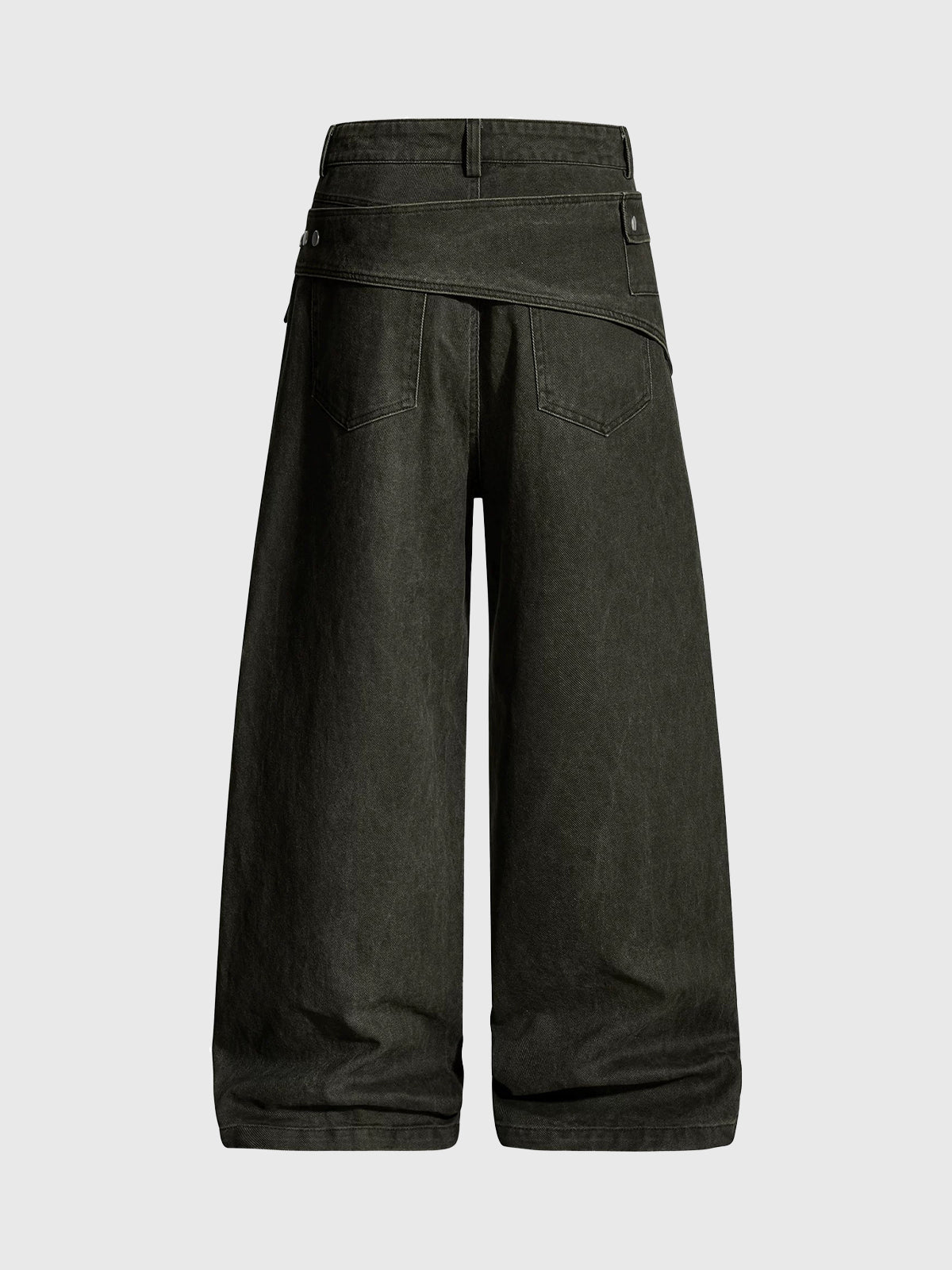 Brick Lane Wide-leg Folded Waistband Cargo Pants - Black