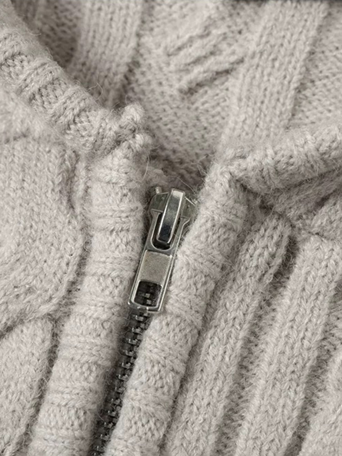 Co-ed Dorm Baggy Minimalist Zip-up Hoodie - Beige