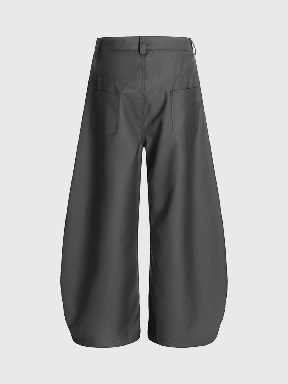 Brick Lane Curved Cut Asymmetric Button Trousers - Charcoal