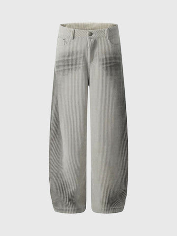 Brick Lane Curved Cut Distressed Washed Cargo Pants - Ash