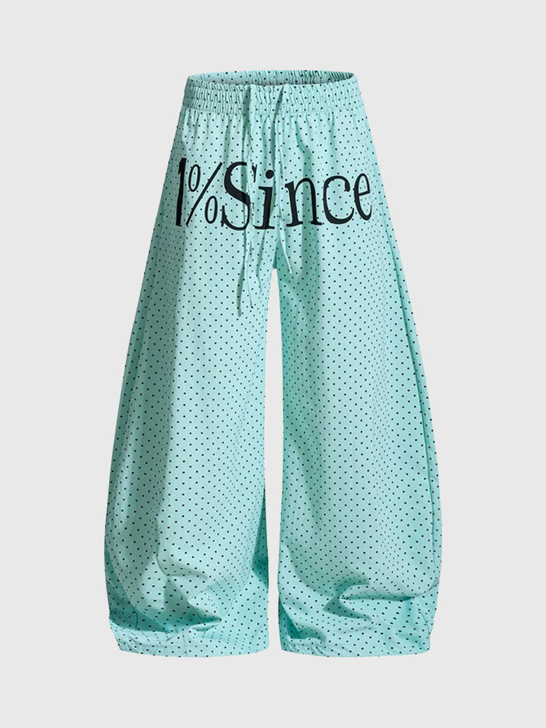 Brick Lane Curved Cut Dot Polka Print Pants - Mint