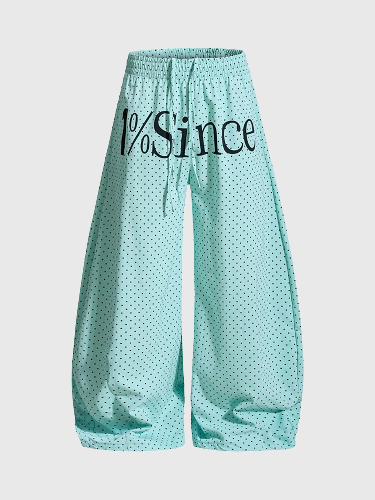 Brick Lane Curved Cut Dot Polka Print Pants - Mint