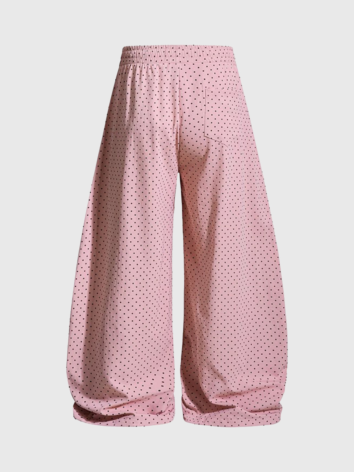 Brick Lane Curved Cut Dot Polka Print Pants - Pink