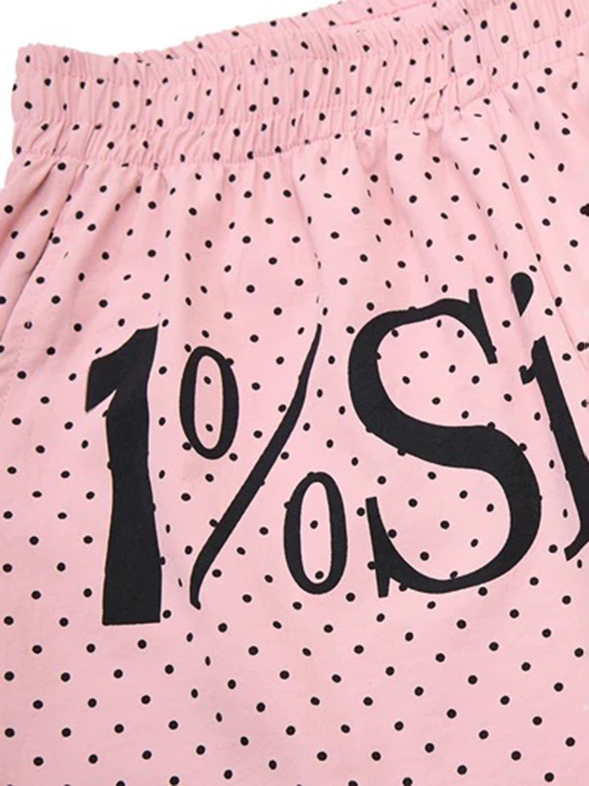 Brick Lane Curved Cut Dot Polka Print Pants - Pink