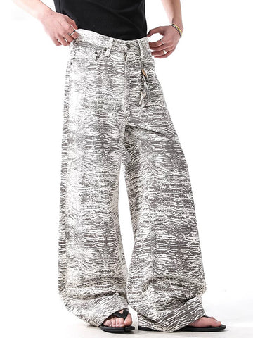 Co-ed Dorm Wide-leg Camouflage Pants - White