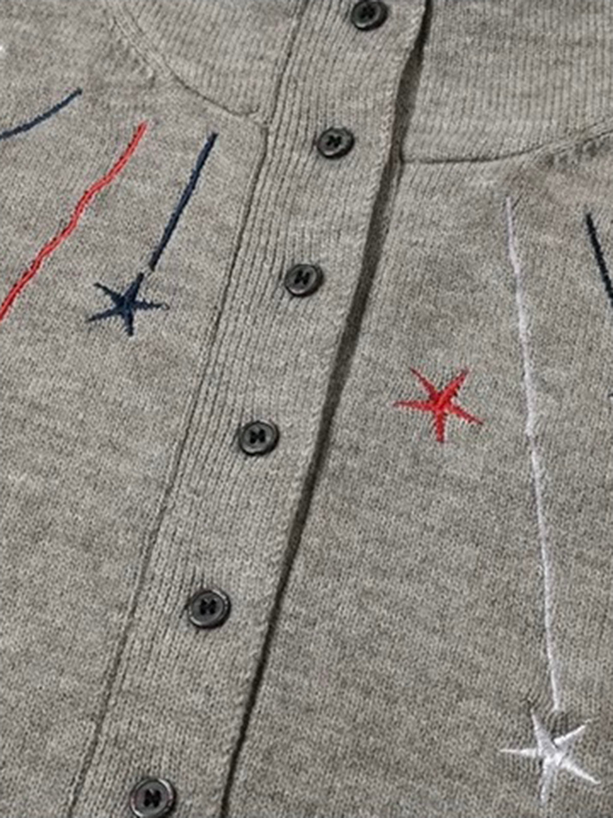 Co-ed Dorm Skimming Star Embroidery Zip-up Hoodie - Grey