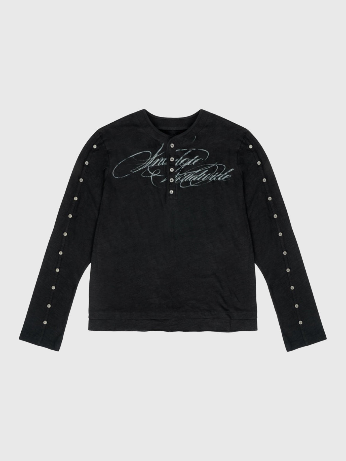 Co-ed Dorm Skimming V-Neck Distressed Sweatshirt - Black