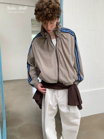 Weekday Outdoor Baggy Contrast Color Zip-up Jacket - Beige