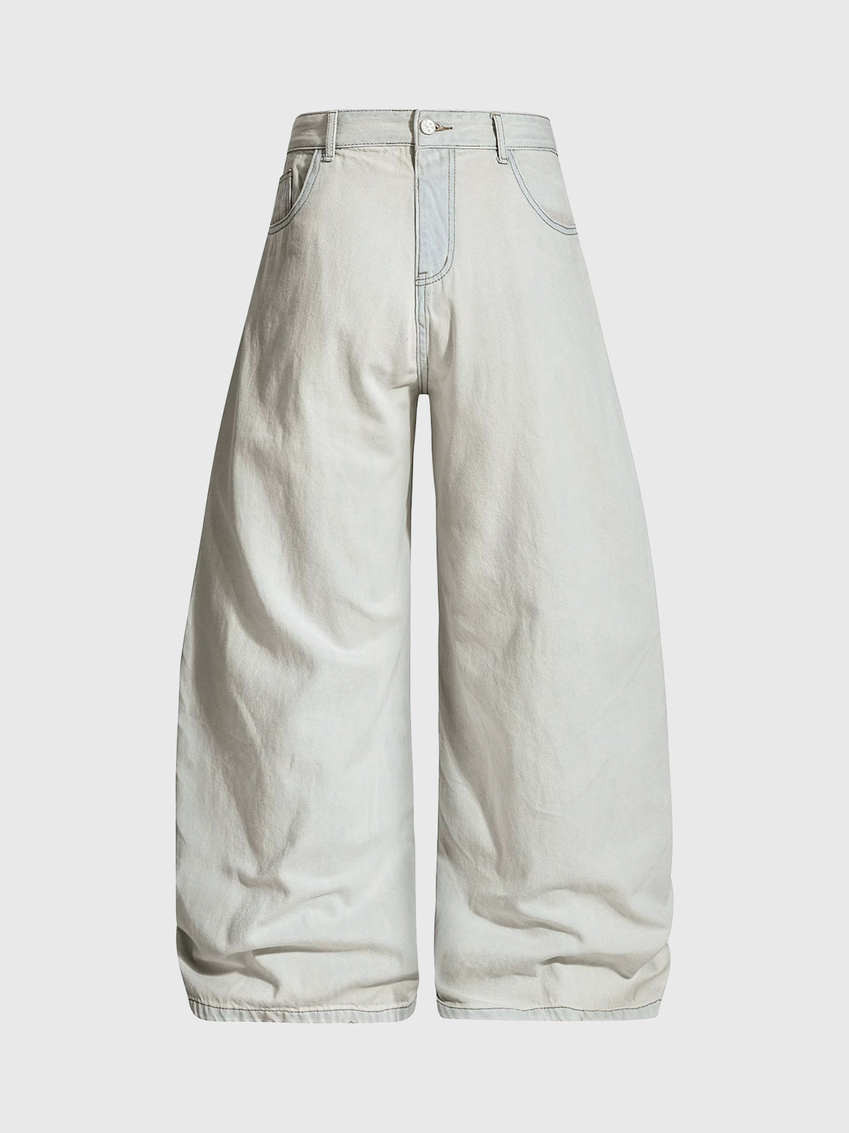 Brick Lane Curved Cut Embroidered Tie Detail Pants - White